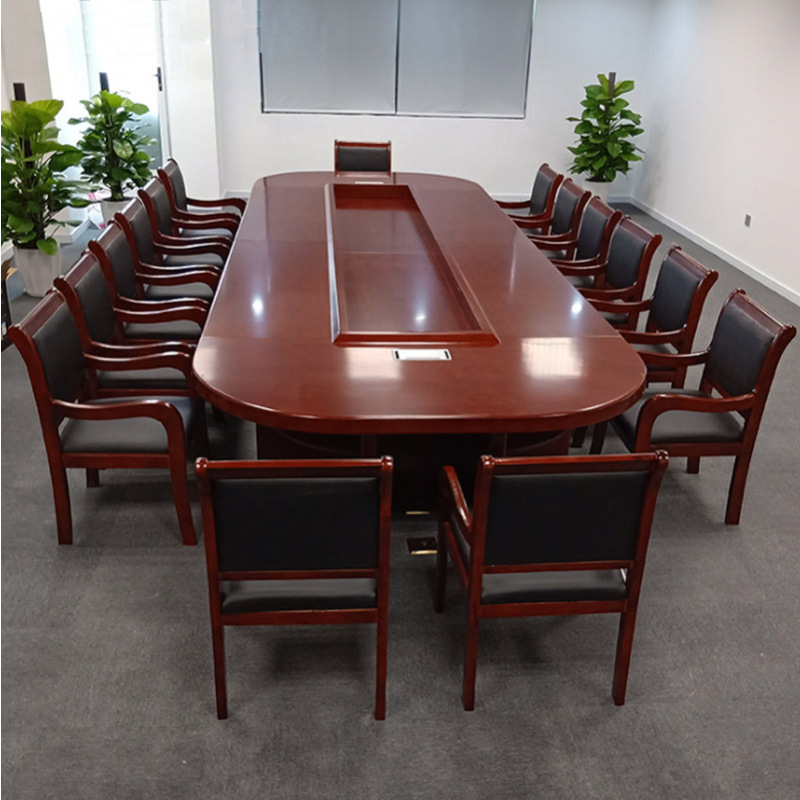 质凡办公家具椭圆形会议桌办公培训洽谈桌会客接待条形桌油漆贴实木皮会议室桌