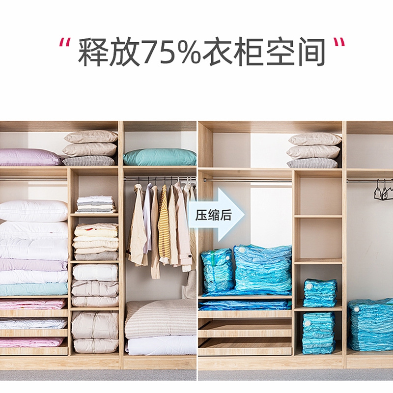 真空压缩袋免抽气换季衣服加厚防潮收纳袋子家用被子被褥整理收纳袋 三维工匠高清大图