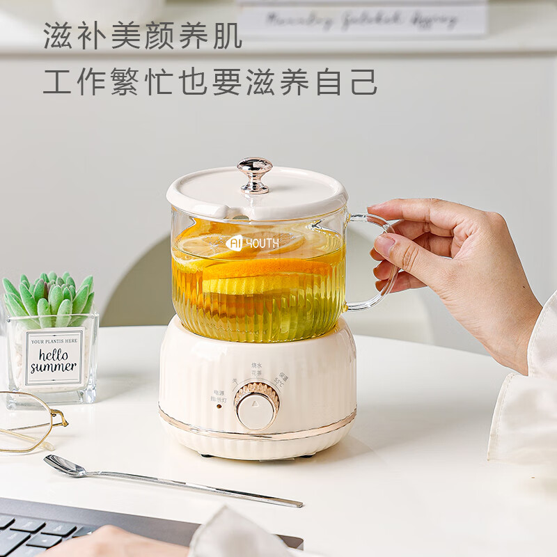 艾青春多功能养生壶迷你办公室煮茶器家用小型花茶壶玻璃电炖杯 MY-203高清大图