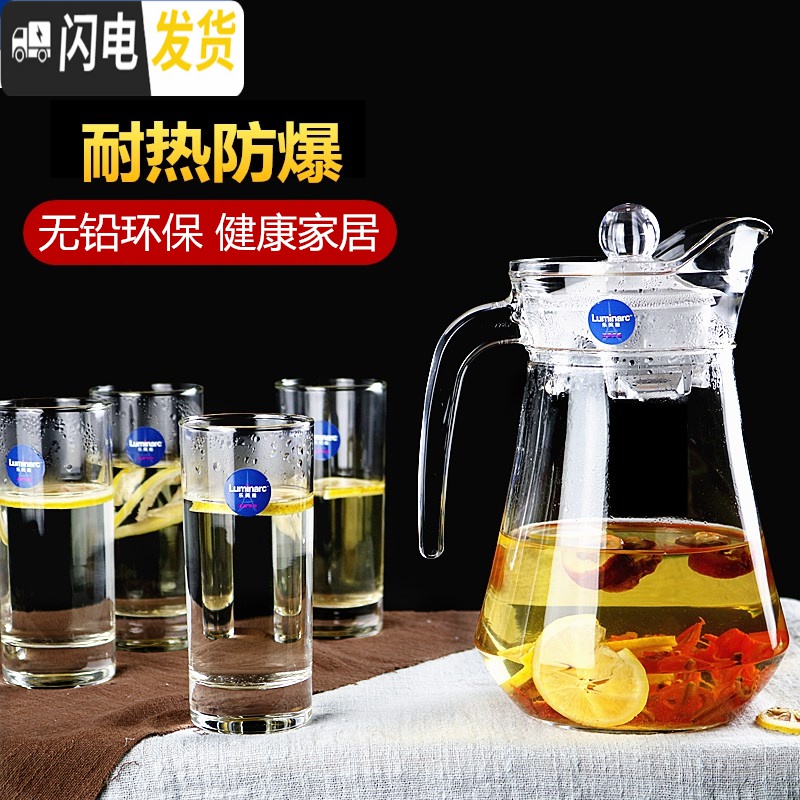 三维工匠水壶家用冷水壶玻璃大容量耐热凉水杯可高温果汁壶套装防爆 1壶2杯---1300鸭嘴壶(送水杯2支)凉水壶高清大图