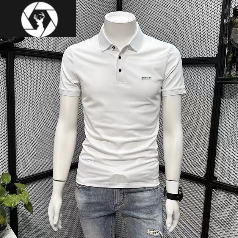 HongZun韩版休闲POLO衫男夏季潮牌2023新款修身高端青年翻领短袖t恤上衣