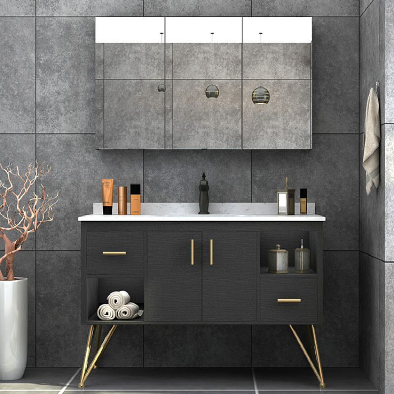 浴美居浴美居现代简约实木免漆卫浴柜厕所卫生间阳台洗手柜洗面盆洗脸池柜洗漱台盆洗脸盆化妆柜镜柜组合洁具实木落地柜浴室柜