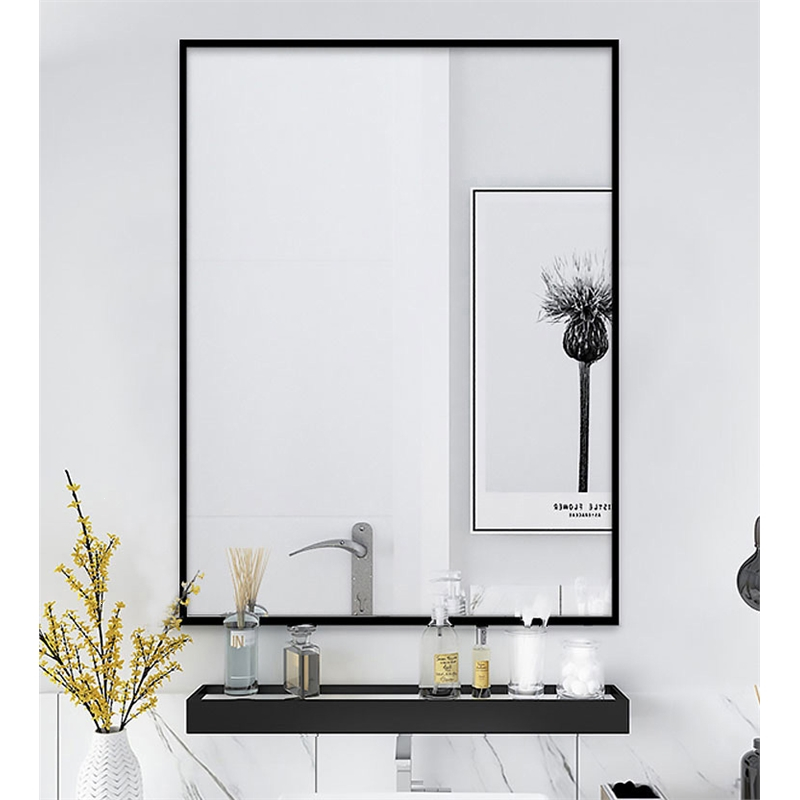 藤印象浴室镜子带置物架卫生间厕所洗漱台化妆壁挂免打孔卫浴挂墙式