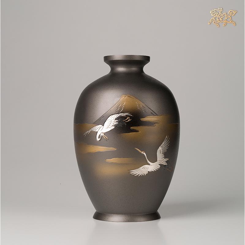 美帮汇全铜摆件《高冈铜器之富士鶴》铜工艺品 花瓶高清大图