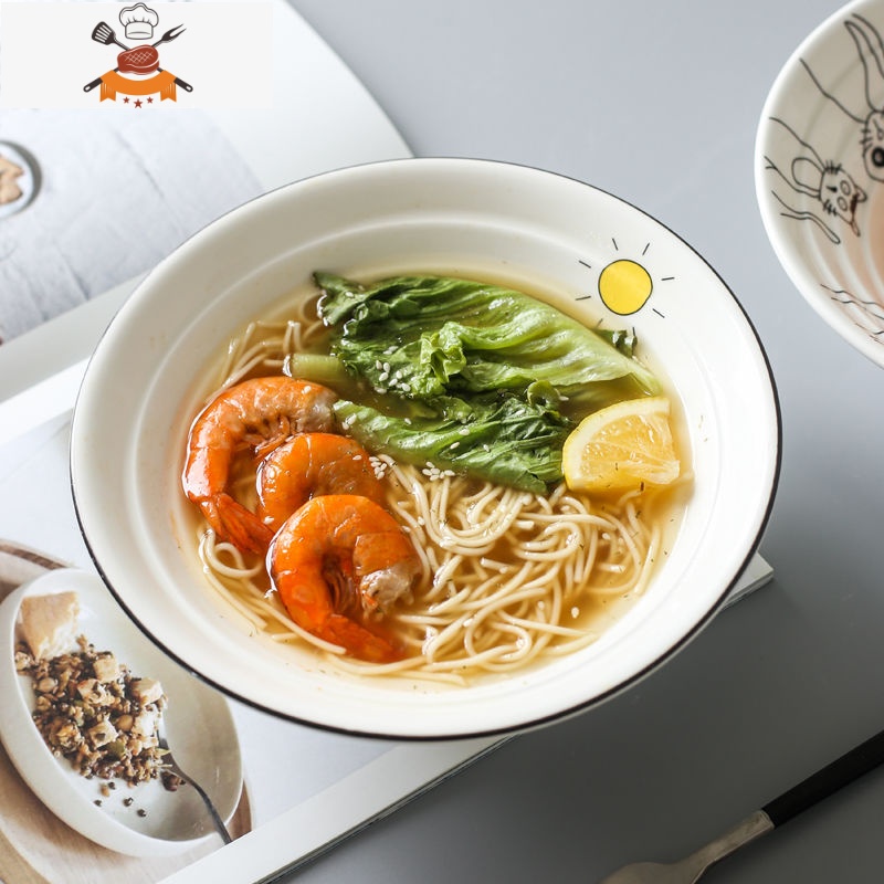 斗笠陶瓷碗单个泡面碗家用汤碗日式餐具一人食面碗年轮碗大碗饭碗 敬平高清大图