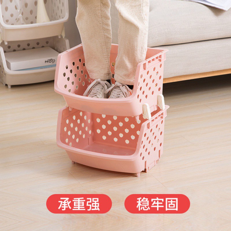 厨房置物架衣服收纳篮玩具收纳筐塑料落地置物篮蔬菜收纳架子三层收纳层架 三维工匠高清大图