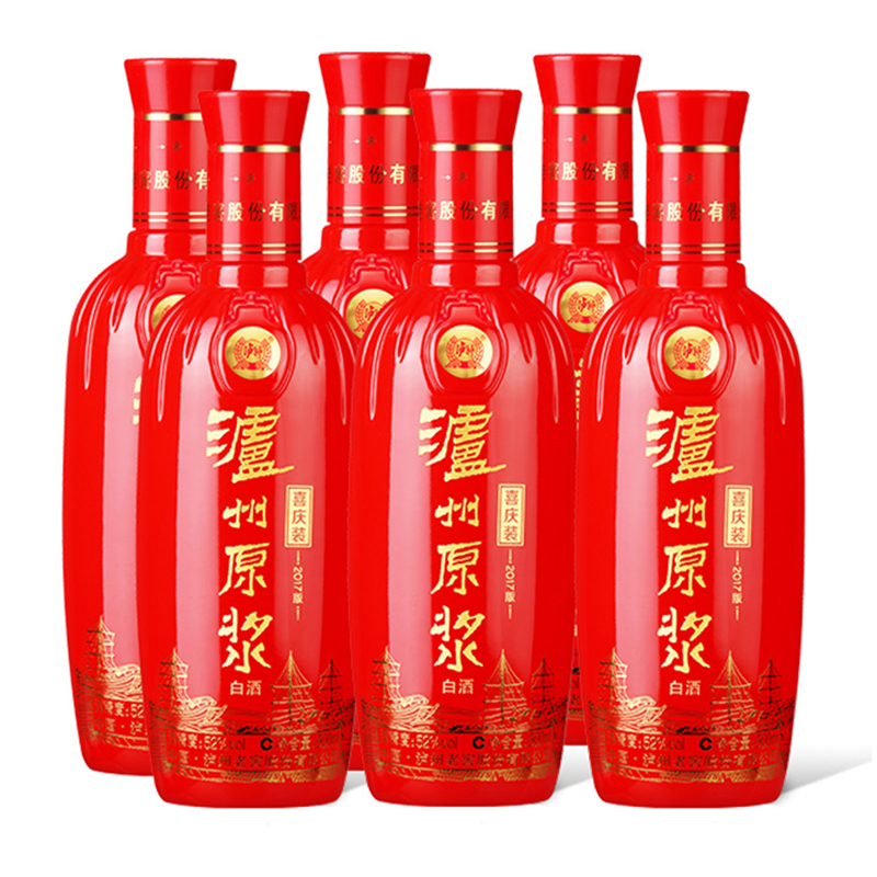 泸州老窖 出品 泸州原浆 52度 500ml*6瓶 浓香型白酒 整箱装