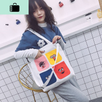 新款女帆布包文艺百搭单肩包简约斜挎包原宿风韩国学生大容量书包NEWLAKE 前口袋4个口袋白包