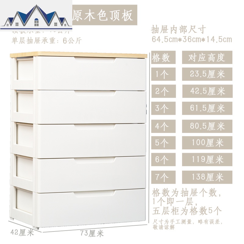 收纳柜抽屉式塑料床头柜家用多层自由组合爱丽丝卧室储物柜 三维工匠 面宽73厘米非密闭白色方形扣手7个