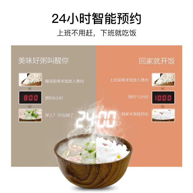 苏泊尔(SUPOR)电饭煲家用4L多功能3-6人拉丝金属机身不粘球釜内胆多种烹饪功能电饭锅一键柴火饭SF40FC663
