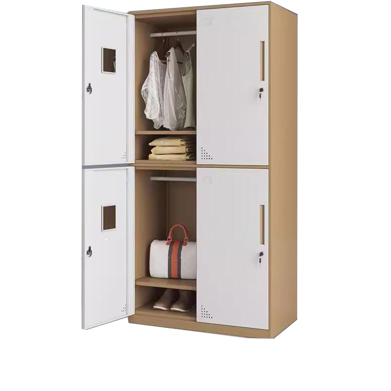 景福达铁皮衣柜咖白四门90*45*185cm台高清大图