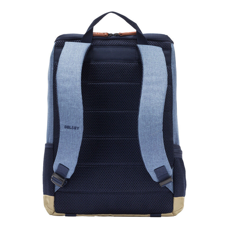 车管家法国大使delsey休闲电脑双肩包00001560002蓝色皮质拉链款yz