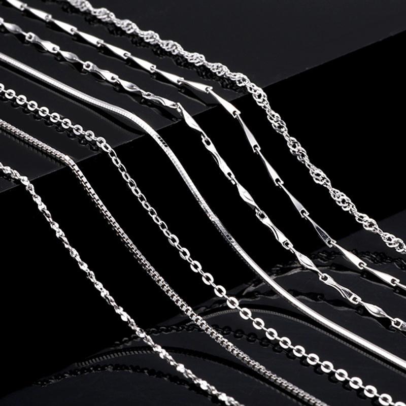 s925银配链无坠银饰瓜子链水波链元宝链蛇骨链水波链送女朋友七夕情人