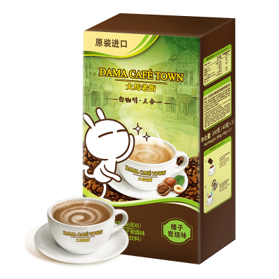 大马老街3合1榛子炭烧味即溶白咖啡(固体饮料)兔斯基版180g 进口速溶咖啡