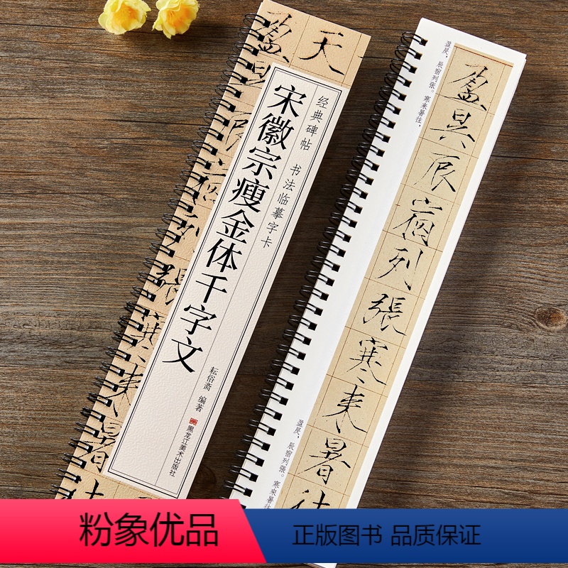 瘦金体千字文字卡 【正版】宋赵佶(宋徽宗)瘦金体楷书千字文毛笔书法字帖 附简体旁注成人初学者练字临摹字帖宋徽宗原帖经典碑