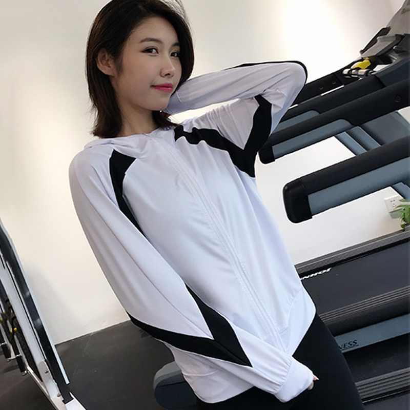 跑步运动外套女秋装新款长袖瑜伽上衣速干连帽休闲健身服运动茄克外套