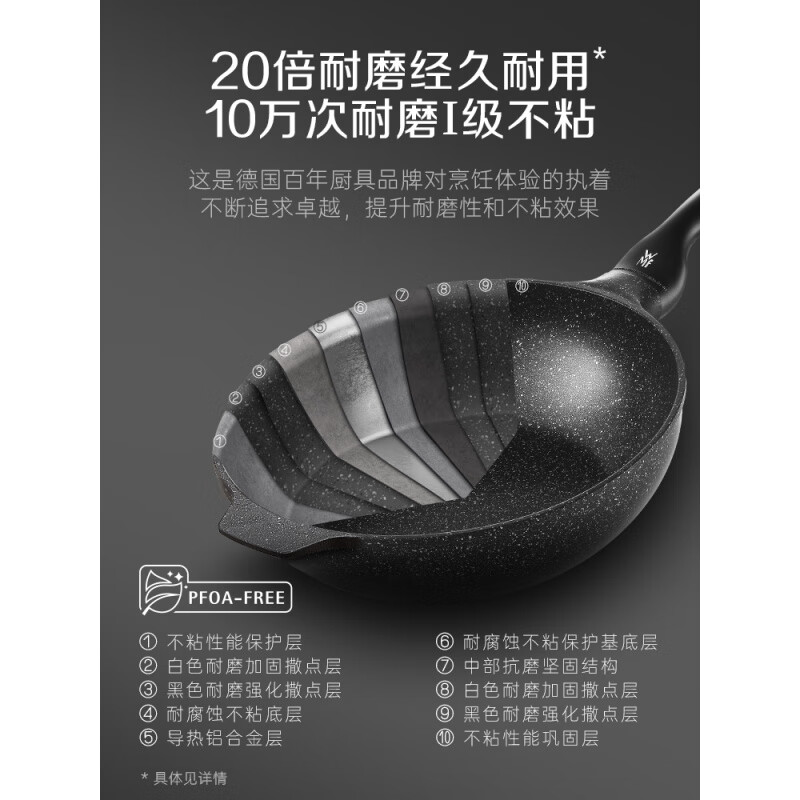 WMF德国福腾宝星辰麦饭石色平底锅不粘锅煎炒锅家用煎锅电磁炉 星辰Pro系列不粘炒锅30cm含锅铲高清大图
