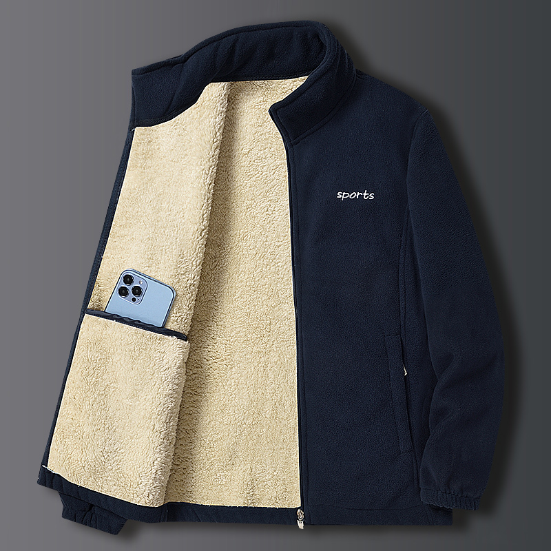 伊夫狼爪yifulangzhua秋冬款男士休闲揺粒绒绒开衫抓绒衣外套宽松时尚