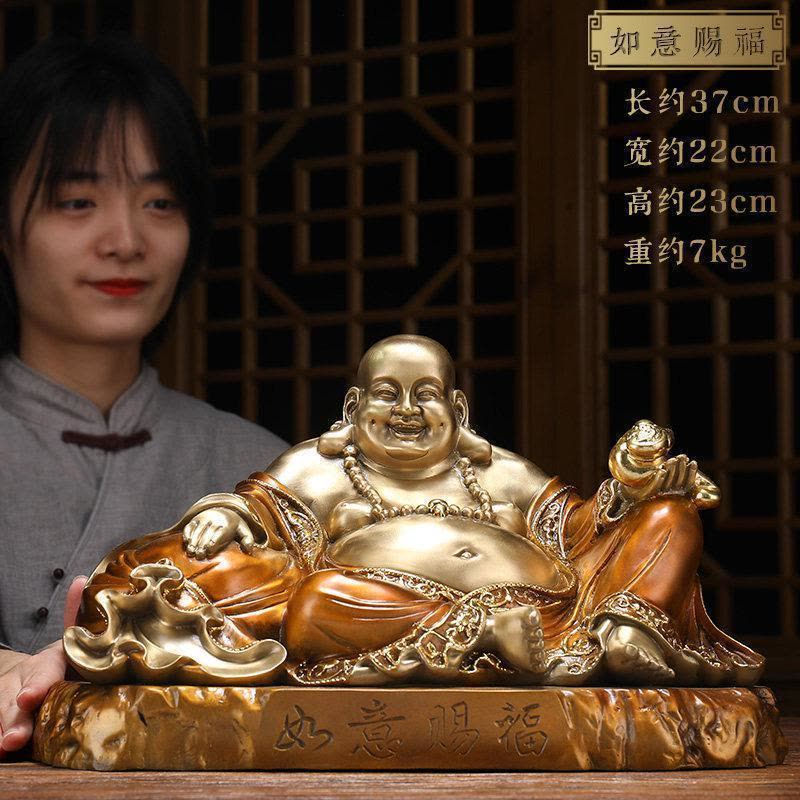 家柏饰(CORATED)铜弥勒佛像摆件大肚笑佛卧佛大号铜像客厅装饰礼品图片