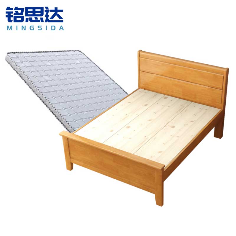 铭思达实木床1.8米含床垫套高清大图