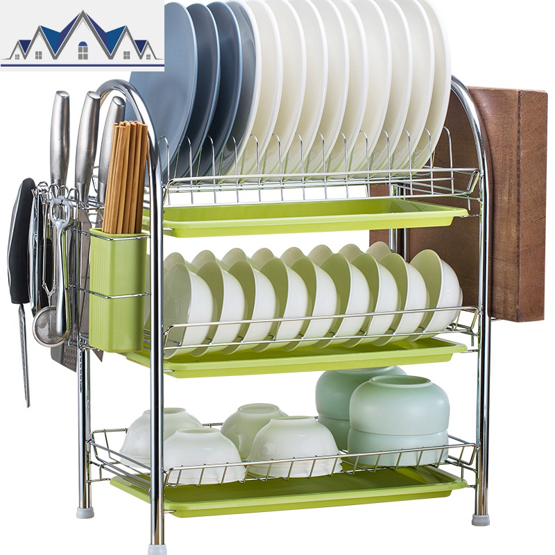 收纳盒置物架三层家用沥水架厨房橱柜碗架碗盘用品储物神器_2_488高清大图