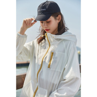 唐狮01夏装新款外套女短款防晒衣女韩版百搭防紫外线长袖防晒衫 S 奶黄