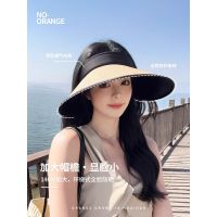 清仓新款可折叠防晒帽女夏季防紫外线户外黑胶草帽遮阳帽骑行太阳帽子卡其色