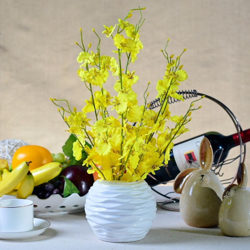 假花摆件绢花塑料花插花装饰花 名贵花种跳舞兰套装