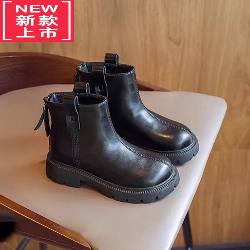 可莉允女童靴子2022年秋冬季新款儿童马丁靴宝宝加绒二棉短靴女童鞋