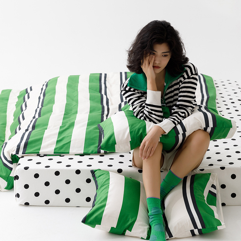 渐变色四件套40支全棉被套南通床单被套床上三件套床笠