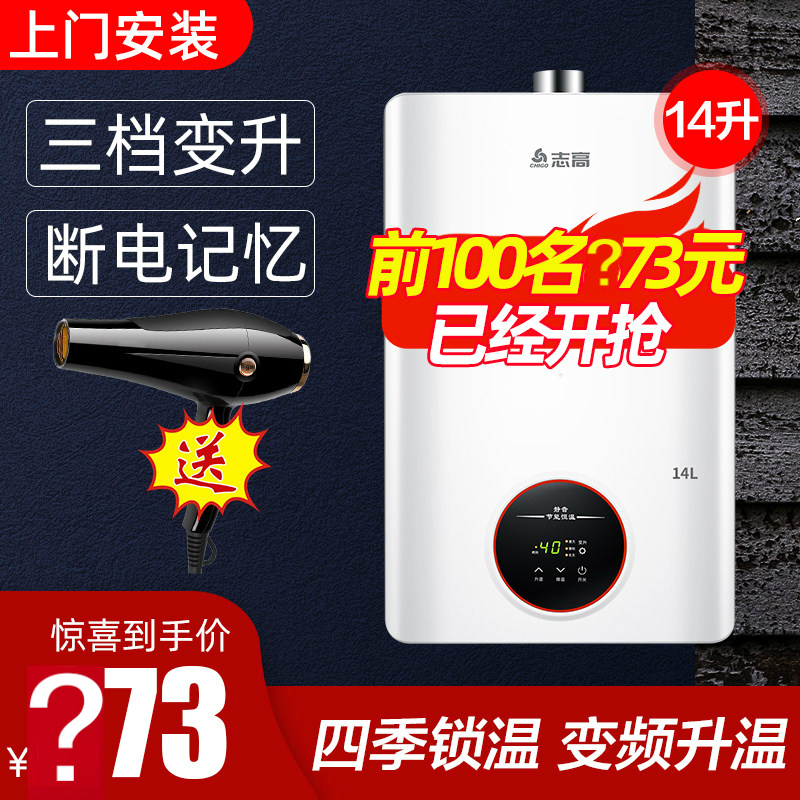 志高（CHIGO） 燃气热水器家用天然气强排式特卖 16升+全屋供水+水气双调+安装