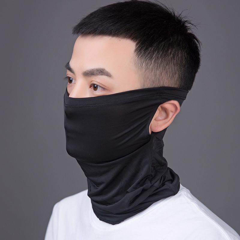 防晒面罩冰丝脖套男半脸护脸防风头巾男士骑行头套骑车钓鱼装备挂耳