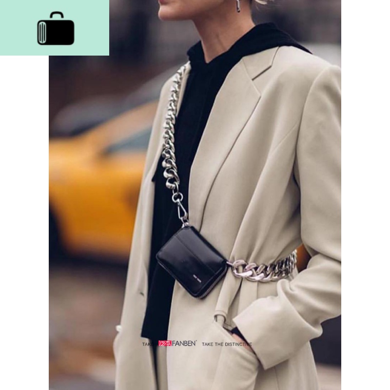街头超酷小包包黑色单肩包粗金属链mini包卡包零钱包ins斜挎包女NEW LAKE高清大图