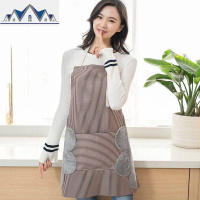 家用可擦手围裙女厨房防油污时尚围腰日式厨房厨师做饭防水罩衣男_17_699 咖啡色