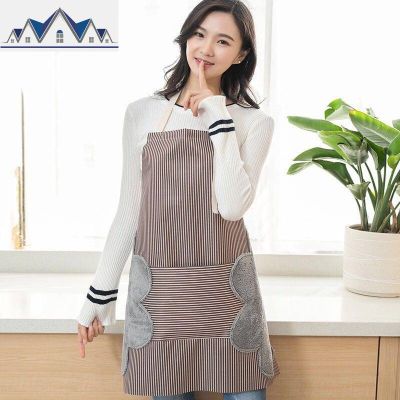 家用可擦手围裙女厨房防油污时尚围腰日式厨房厨师做饭防水罩衣男_17_699 咖啡色