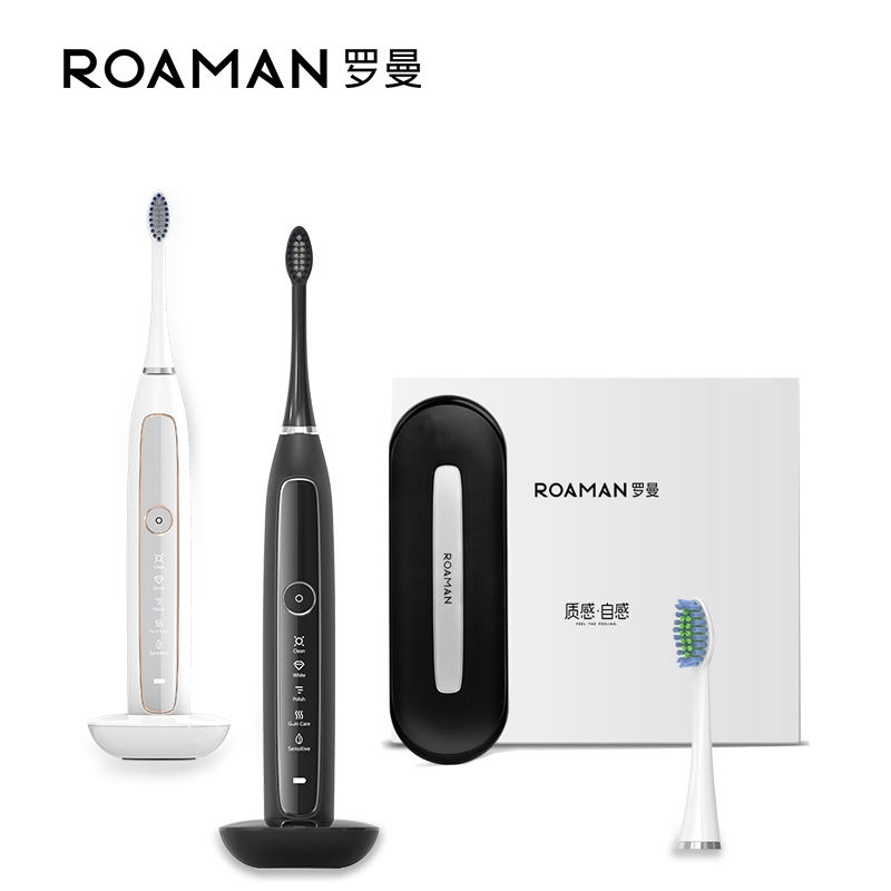 罗曼(ROAMAN) 电动牙刷RM-8873成人充电式声波牙刷软毛美白智能自动牙刷 白色