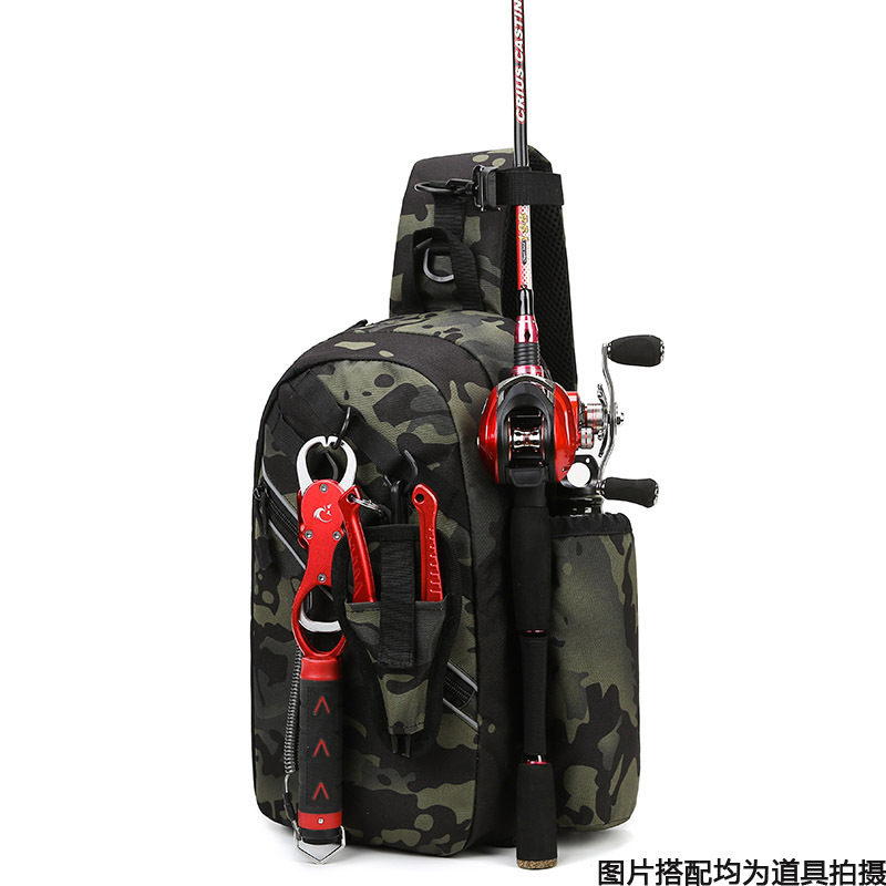 路亚多功能斜挎包单肩背包腰包竿包一体式背包防水渔具专用钓鱼包