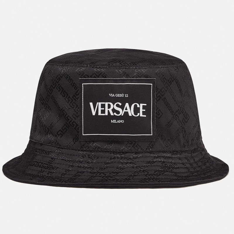 范思哲 Versace 帽子versace范思哲男女同款黑色帽子微标花纹饰棉纶贴花渔夫帽 Icap013 278 1b000 价格图片品牌报价 苏宁易购欧洲米兰奢品海外专营店