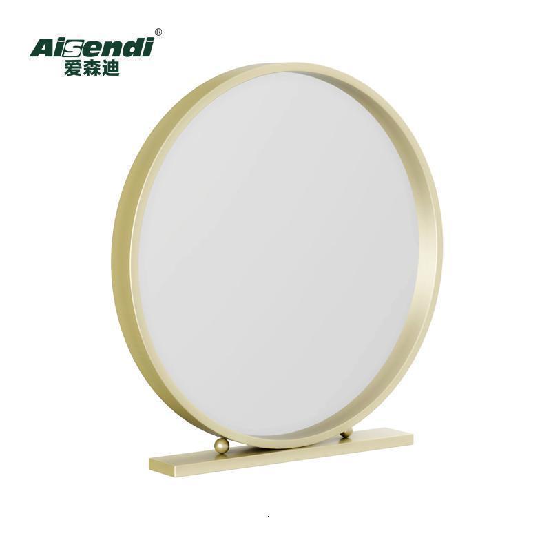 森美人化妆镜子简约创意北欧铁艺金色圆形卧室梳妆镜桌面镜公主台式镜高清大图