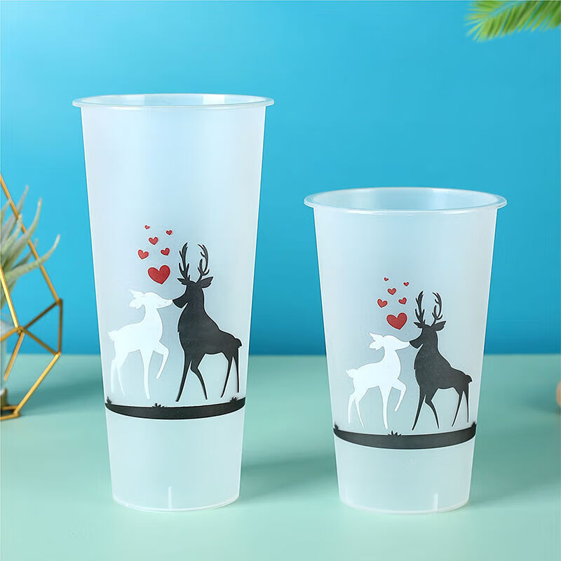 维诺亚加厚奶茶杯90口径一次性塑料杯子带盖带吸管冷饮杯500ml/700ml高清大图