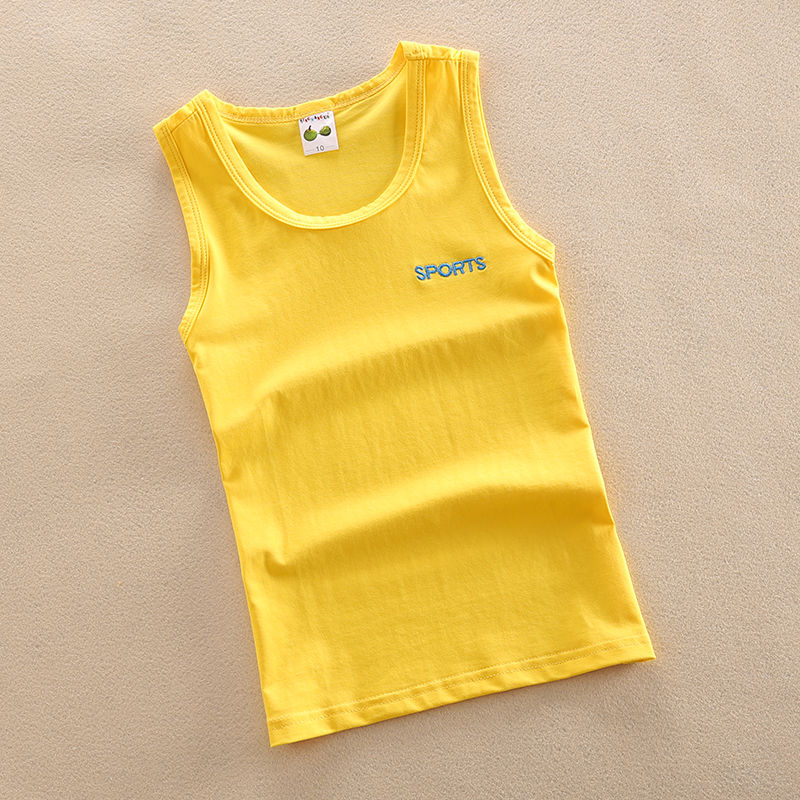 童装夏装儿童黄色白色背心纯棉男童跨栏背心大童宝宝女童吊带背心u3