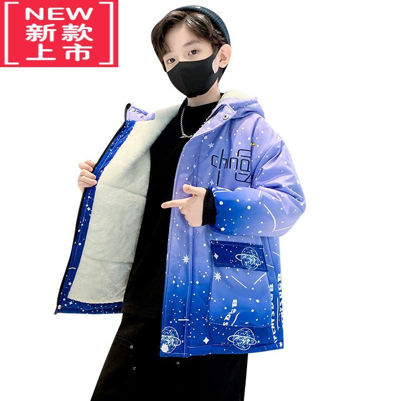 可莉允男童秋冬款外套加绒炸街2022新款派克服男孩加厚棉服冬季儿童装潮图片