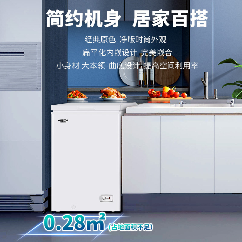澳柯玛冷柜BC/BD-100H(NE)家用小冰柜全冷冻冷藏两用卧式一级单温冷柜冰箱