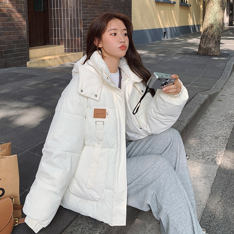 连帽羽绒棉服女2024秋冬新款韩版大码宽松小个子面包服外套棉袄潮高清大图