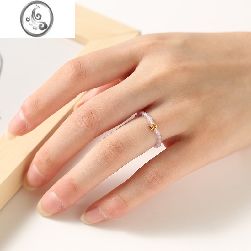 jimi多巴胺饰品戒指s925银极细2mm迷你彩虹碧玺红纹石真珍珠彩色