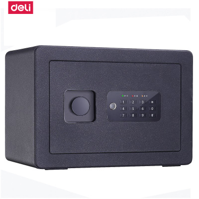 得力deli33515家用小型迷你保管箱办公电子密码钥匙安全防盗隐藏保管入墙黑色