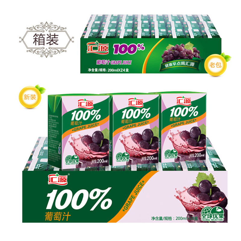汇源 果汁 葡萄汁 100%纯果汁 200ml*24盒