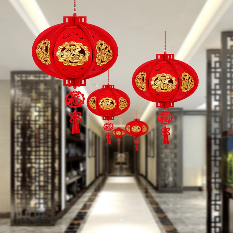 2023小灯笼挂饰过新年树上布置过年时光旧巷春节元旦装饰diy大红挂件