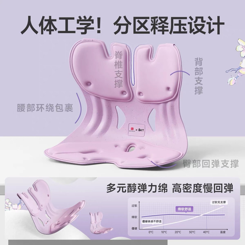 (故宫宫廷文化联名加大版丁香紫)BKT人体工学护腰坐姿椅(适合体重100-150斤人群)高清大图