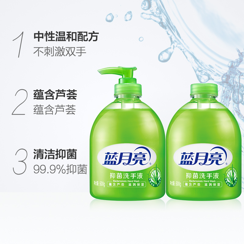 蓝月亮抑菌洗手液瓶500g/瓶*12瓶 整箱装